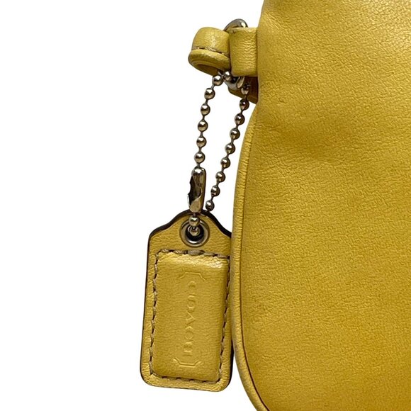 Coach Women’s Yellow Leather With Strap & Tag Wristlet Pouch Handbag Size S - Picture 2 of 10